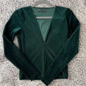 green velvet long sleeve top